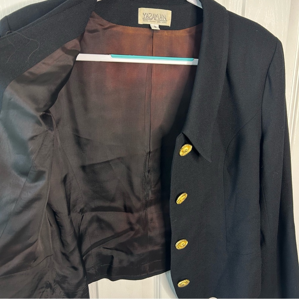 Yasaman Vintage Blazer Black with Gold Buttons Paris Milano NY Size 18 100% Wool - Picture 7 of 7